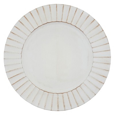 Saro Lifestyle Ruffled Charger, 13" Ø Round, Ivory (Set of 4)