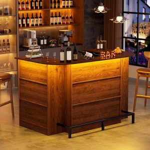 PAKASEPT Bar Table Cabinet with LED, 3-Tier Liquor Bar with Adjustable Storage Shelves & Stemware Holders, Wine Alcohol Bar Stand - 1 of 4