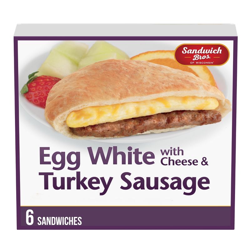 Sandwich Brothers of Wisconsin Frozen Egg White with Turkey &#38; Cheese Breakfast Sandwich - 18oz/6ct, 1 of 5