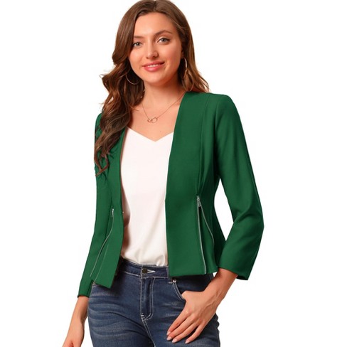 Suits & Blazers Allegra K Womens Collarless Office Open Front Cropped ...