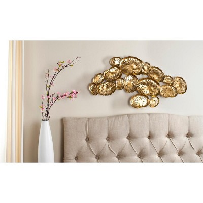 Gold Etched Iron Coral Plate Wall Decor, 38" x 18"