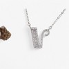 Anna-Kaci Silver Tone Initial Letter Pendant Necklace with Crystal Rhinestone Accents - 2 of 4