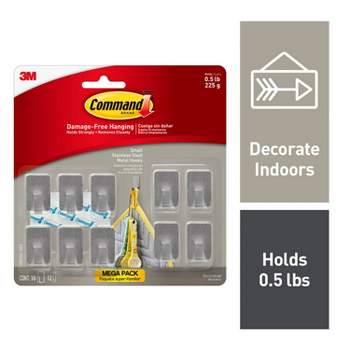 Command 10pk Small Stainless Steel Hooks