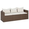 VidaXL 3-Seater Patio Sofa with Cushions Brown Poly Rattan - 2 of 4