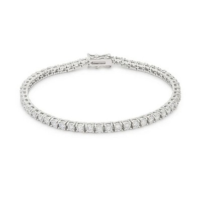 ShineHigh Victorian Style 8-Inch Tennis Bracelet for Women, Cubic Zirconia Stones, Choice of Silvertone or Goldtone, Lead-Free Alloy Base