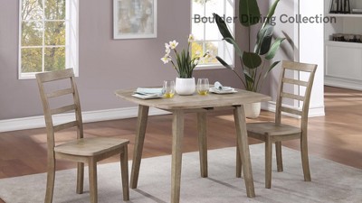 Gray Rubberwood 3-Piece Drop Leaf Dining Set