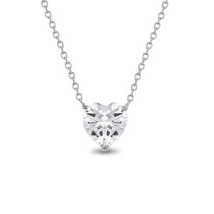 Girls' Prong CZ Birthstone Heart Sterling Silver Necklace - In Season Jewelry - 1 of 2