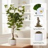 3.6FT Artificial Camellia Tree, Realistic Faux White Plants with 20 Bloomings, Sturdy White Pot, Faux Flowers Potted Plant Trees for Living Room - 2 of 4