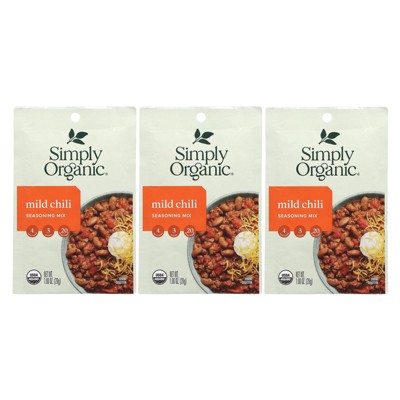 Simply Organic Mild Chili, Seasoning Mix, 3 Pack, 1 oz (28 g) Each