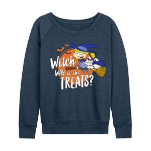 Women's - Rugrats - Witch Way To The Treats Lightweight French Terry Wide Neck Long Sleeve Shirt - 1 of 4