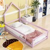 CAVINAS Twin Size Bed Frame with House-Style Headboard & Fences,Modern Floor Bed for Kids Room,Bedroom - 2 of 4