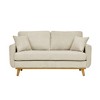 2-Seater Corduroy Mid-Century Sofa with Flared Arms, Solid Wood Frame and 2 Throw Pillows for Apartment or Small Living Room - 2 of 4