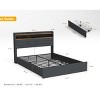 Upholstered Bed with Headboard Shelf and Storage Drawers, Bed with LED Lights and Charging Station, Bed with Sturdy Metal Frame-Baofuwish - 4 of 4