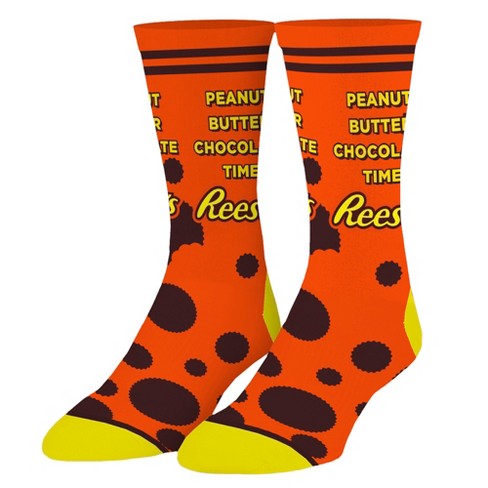 Cool Socks, Peanut Butter Chocolate Time, Funny Novelty Socks, Large