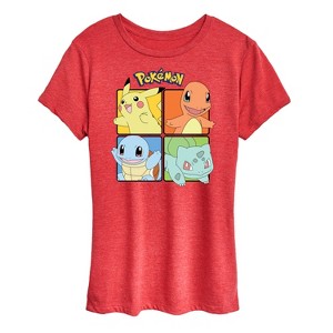 Women's - Pokémon - Pikachu Charmander Bulbasaur Squirtle Square Short Sleeve Graphic T-Shirt - 1 of 4