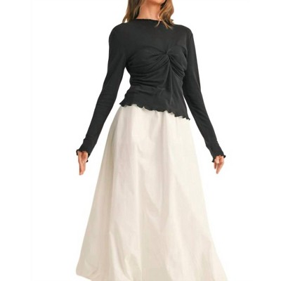 Women's Twist Ruched Detail Long Sleeve Top - MIOU MUSE
