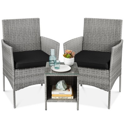 Best Choice Products 3-piece Outdoor Wicker Conversation Patio Bistro ...