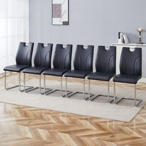 CAVINAS Modern PU Leather Dining Chair with Silver Metal Legs, Ergonomic Design, for Office, Restaurant, Kitchen - 1 of 4