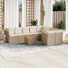 vidaXL 10 Piece Patio Sofa Set with Cushions Beige Poly Rattan - 4x Corner 5x Middle Table - 2 of 4
