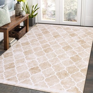 Coucheta Washable Boho Geometric Rug, Non-Slip Rubber Backing, Non-Shedding Large Accent Carpet for Living Room & Bedroom, Multiple Sizes&Colors - 1 of 4