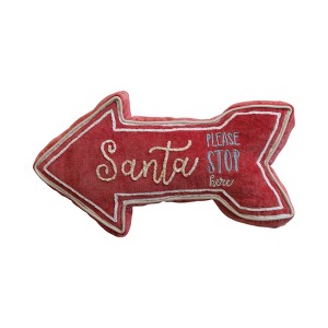 Storied Home Cotton Lumbar Pillow “Santa Please Stop Here", Multicolor - 1 of 3