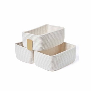 Aoibox Woven Cotton Rope Storage Baskets Set of 3 Off White Decorative Cube Organizers for Closet Shelf 11.5x7.5x4.7 - 1 of 4