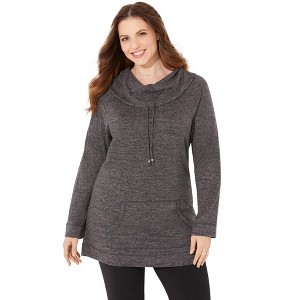 Catherines Women's Plus Size Impossibly Soft Cowlneck Top - 1 of 4