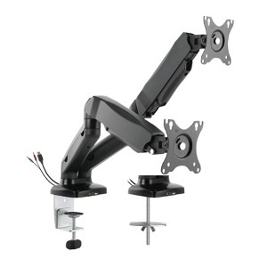 Premium Height Adjustable Double Monitor Arm Black - Rocelco: Ergonomic Dual Screen Stand, 13"-27" Compatibility, VESA 100x100 - 1 of 4