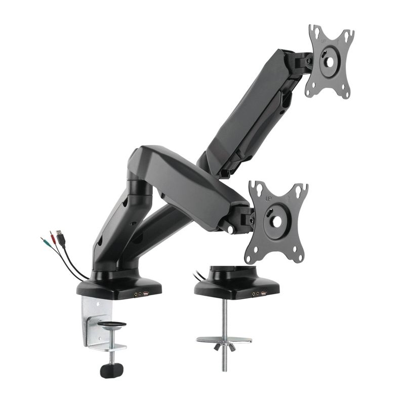 Premium Height Adjustable Double Monitor Arm Black - Rocelco, 1 of 14
