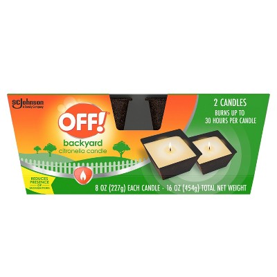 Photo 1 of OFF! 2ct 8oz Backyard Citronella Scented Candle: Paraffin Wax, Metal Container, 30hr Burn Time