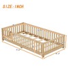 ROOMTEC Floor Bedframe w/Safety Guardrails and Door,Wood Bed with Removed Slats for Kids - 2 of 4