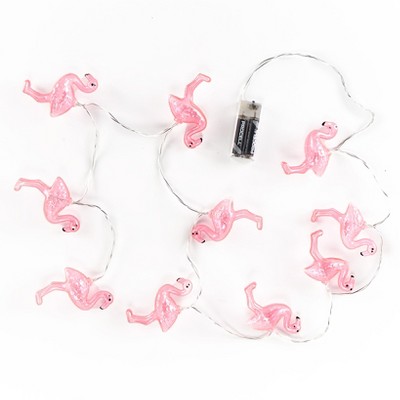 Lakeside Lighted Flamingo String Lights with Battery Unit and On/Off Control