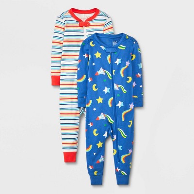Image of Baby Boys' 2pk Stars & Striped Union Suits - Cat & Jack™ Blue 24M