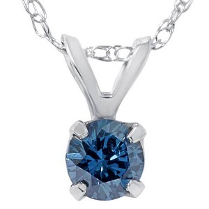 Pompeii3 1/2ct Blue Diamond Solitaire Pendant 14K White Gold - 1 of 4