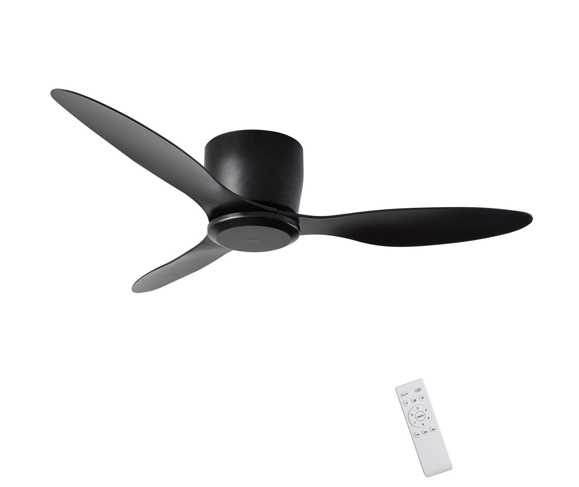 Duclsaty 42 inch Black 3-Blade Ceiling Fan No Light, 6-Speed Remote Control, Noiseless Reversible DC Motor for Bedroom Living Room Patio