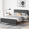 Full Size Metal Bed Frame with Curved Upholstered Headboard and Footboard, 10.3'' Underbed Space, No Box Spring Needed, Easy Assembly, Beige - 3 of 4