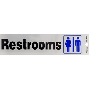Hillman English Silver Restroom Decal 2 in. H X 8 in. W - Case of 6 - 1 of 1