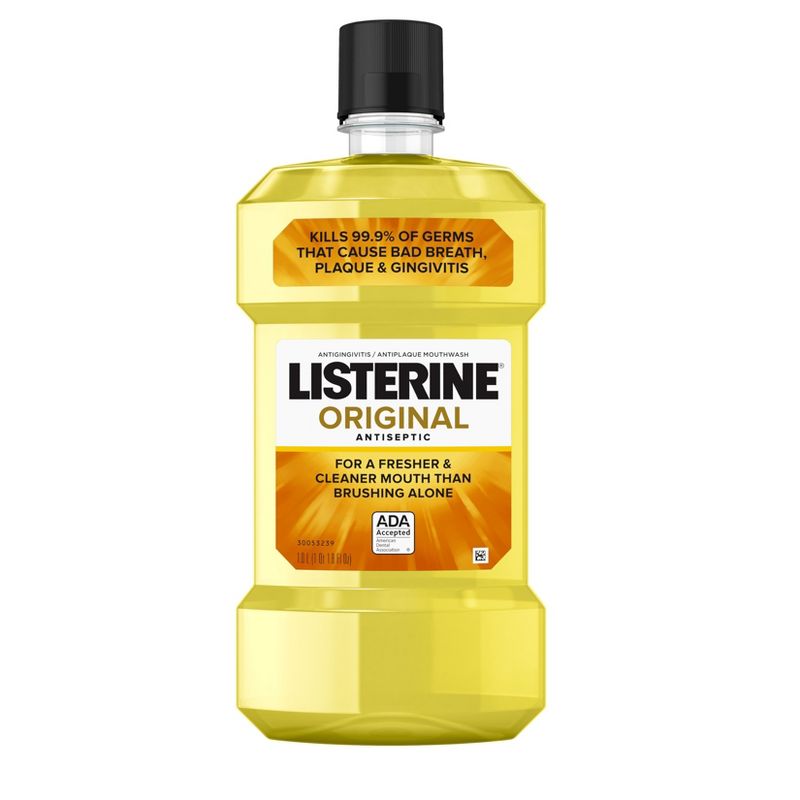 Listerine Original Antiseptic Mouthwash for Bad Breath &#38; Plaque - 1L, 1 of 7