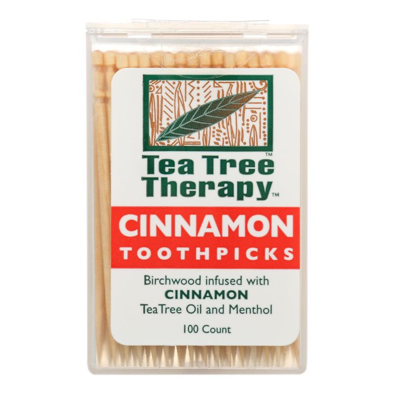 Tea Tree Therapy Cinnamon Toothpicks Infused with Tea Tree Oil and Menthol - Case of 12/100 ct, 2 of 7