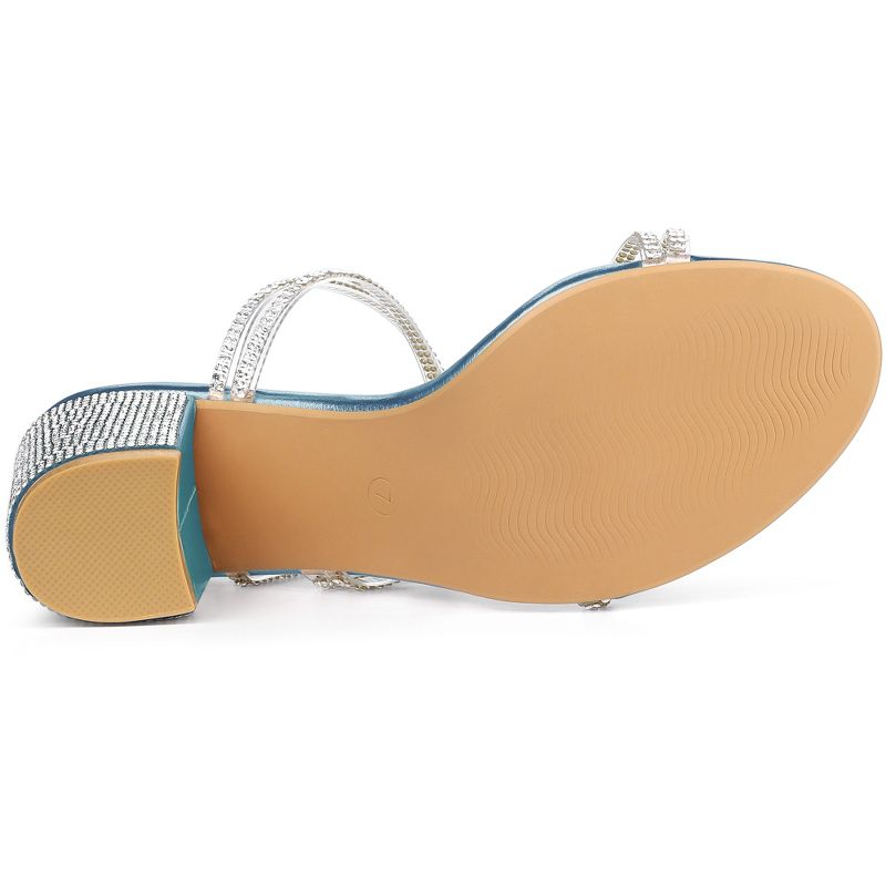 Allegra K Women's Strappy Rhinestone Block Heel Slide Sandals, 6 of 8