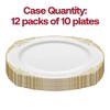 Smarty Had A Party 10.25" White w/ Gold Fancy Plastic Dinner Plates - 120 Plates - 4 of 4