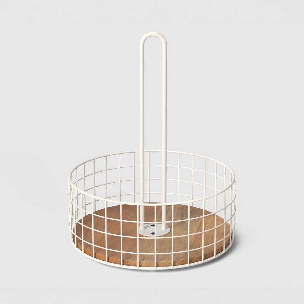 Photos - Serving Pieces Cream Wire Caddy Wire Basket - Room Essentials™