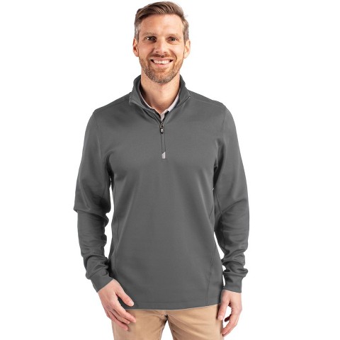 Cutter & Buck Traverse Stretch Eco Quarter Zip Mens Big and Tall Pullover - Elemental Grey - 1XB