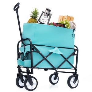 Racxily Collapsible Folding Outdoor Utility Wagon, Heavy Duty Wagon Grocery Cart, for Camping Shopping Sports Gardeing Fishing Supports 225lbs - 1 of 4