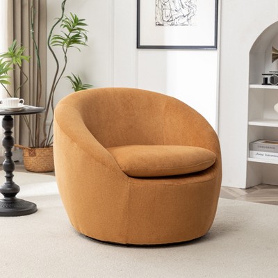 NicBex Accent Chair Teddy Boucle Fabric Barrel Swivel Chair Lounge Chair Modern Reading Chair Comfy Chair for Living Room, Yellow