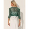 INSPIRE CHIC Women's Crop 3/4 Sleeve Sheer Floral Lace Shrug Cardigan Top - 3 of 4