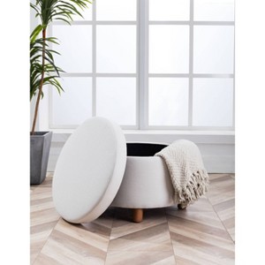 Large Round Storage Ottoman with Lift Off Lid - WOVENBYRD - 1 of 4