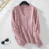 Women's Sweater Casual v Neck Long Sleeve Knit Tops Fall Winter Pullover Sweatshirts - 3 of 4