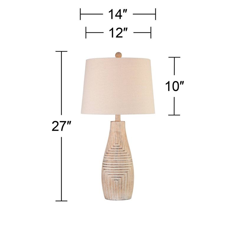 John Timberland Chico 27" Tall Modern Southwest Rustic Table Lamps Set of 2 Brown Light Wood Finish Living Room Bedroom Bedside Oatmeal Shade, 4 of 9