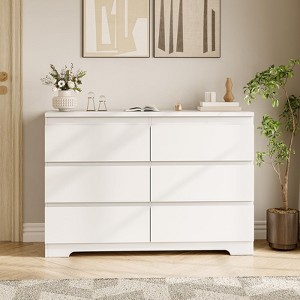 6 Drawer Dressers for Clothes Storage for Bedroom, Wood Storage Double Dresser for Bedroom, Living Room, Entryway - 1 of 4